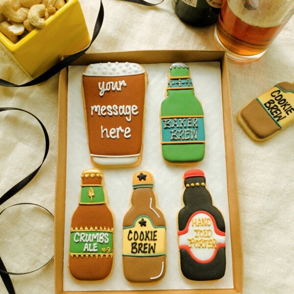 The Cookie Collaboration Personalised Beer Cookie Gift Set - Hand-Iced Letterbox Treats