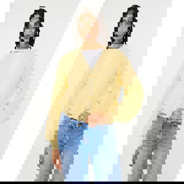 Pink Vanilla Cropped Button Cardigan