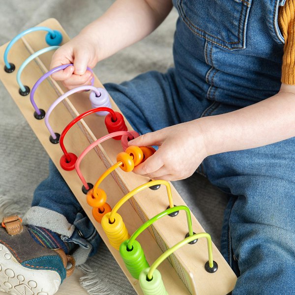 Bigjigs Toys Wooden Colourful Rainbow Counting Abacus