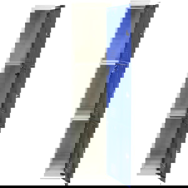 Monstershop 3 x Metal Storage Lockers - Three Doors, Blue - Flatpack