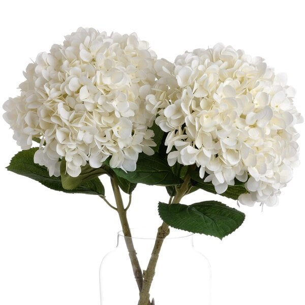 Wyld Haus Set of 3 Artificial Flowers Oversized White Hydrangea Stems