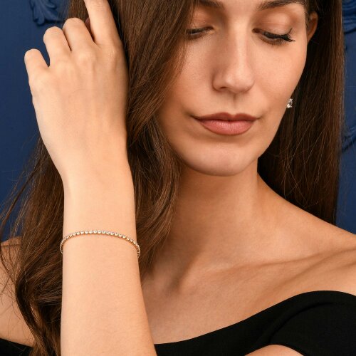 Zavana Dainty 2.5 mm Gold Tennis Bracelet with White Cubic Zirconia Stones for Women