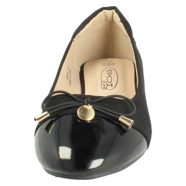 Spot On Ladies Spot On Bow Detailed Flat Ballerina Casual Shoes F80598