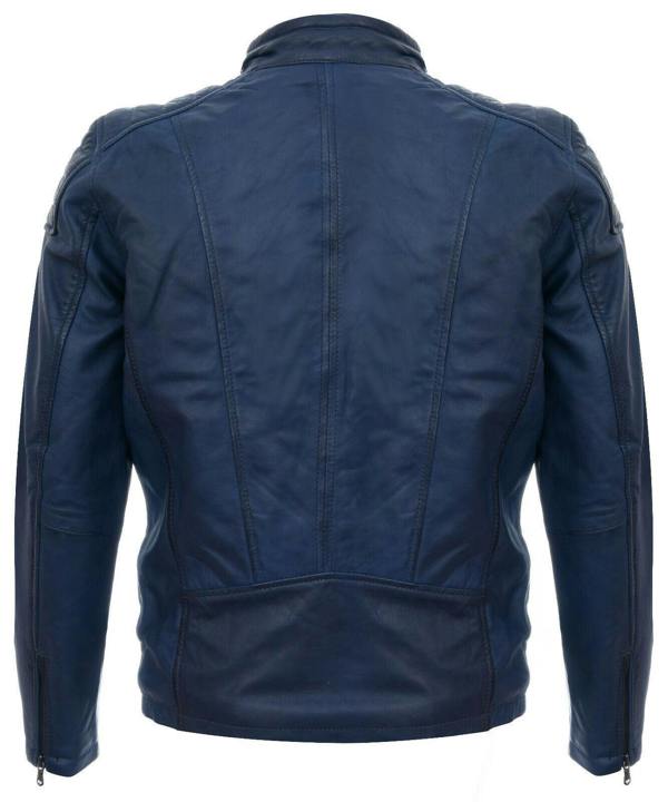 Infinity Leather Mens Leather Jacket Vintage Quilted Retro Racing Zipped Biker - San Marino
