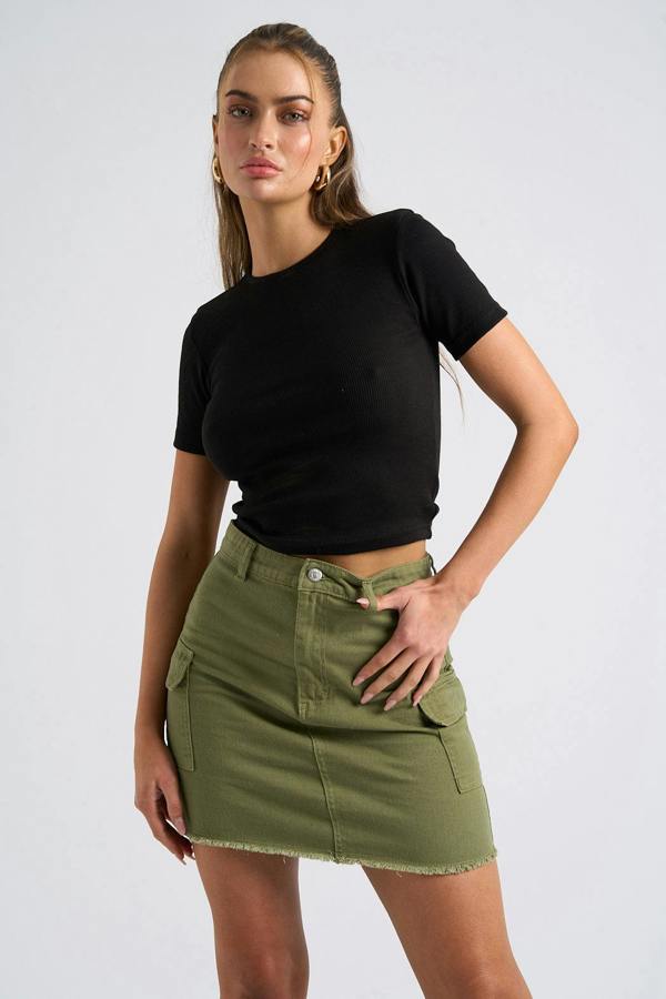 Urban Bliss Khaki Cara Cargo Mini Skirt