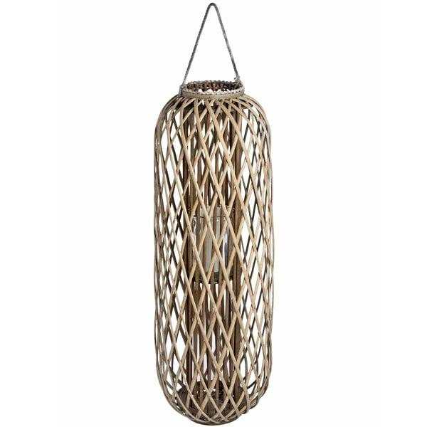 Hill Interiors Standing Wicker Lantern - Brown