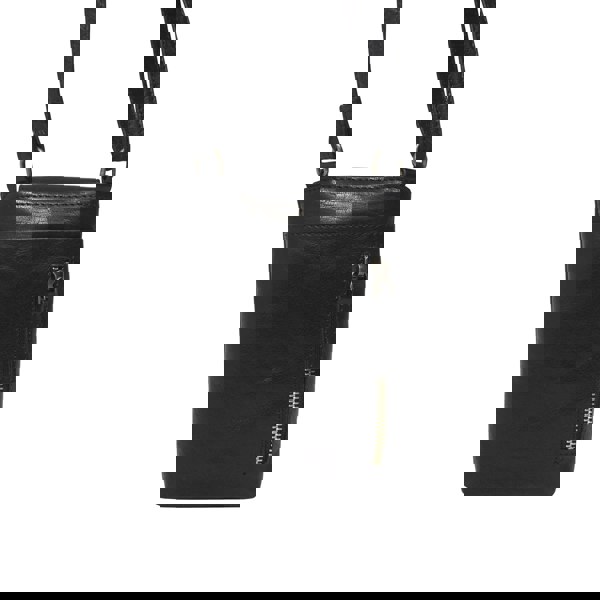 Real Hide Bags 'THEA' Black Polished VT Real Leather Mobile Phone Crossbody Bag