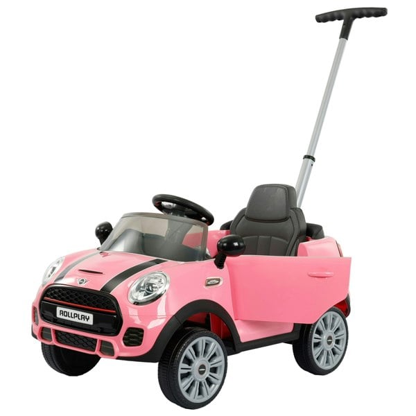 Rollplay Mini Cooper Play Push Car with Parental Handle- Pink
