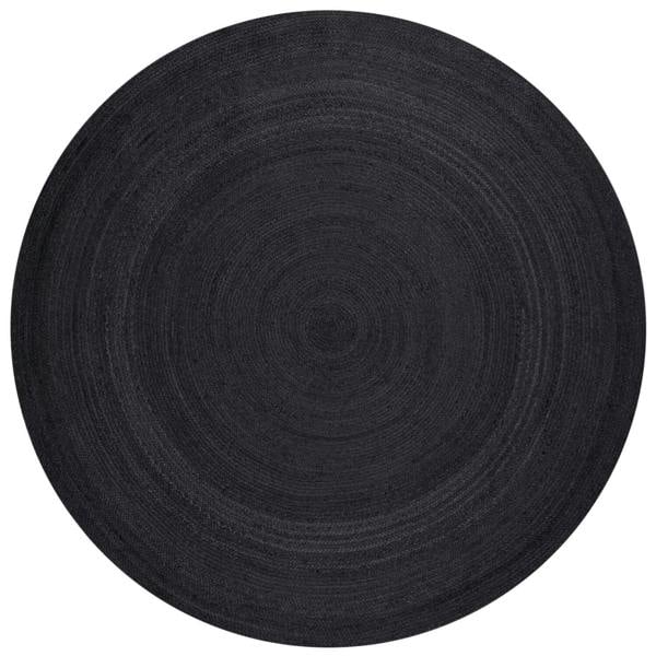 Braided Jute Rug Round Rangpur Black
