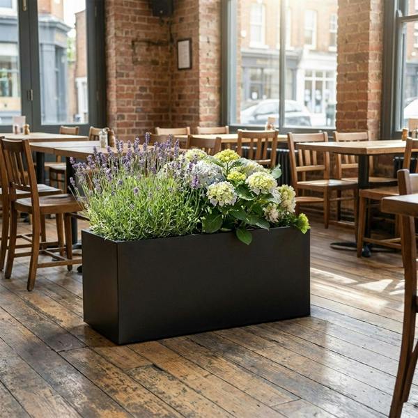 Nicoman Galvanised Steel Black Trough Metal Planter - 80cm x 30cm
