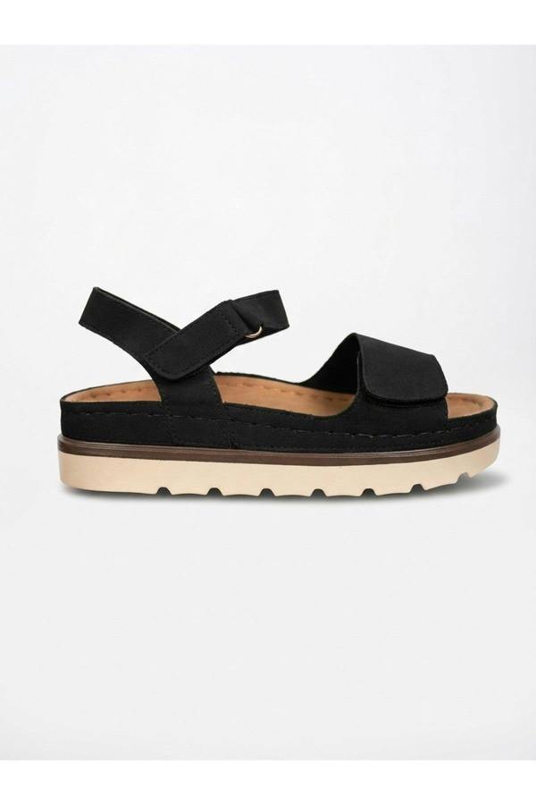 Isla Platform Velcro Sandal - Black
