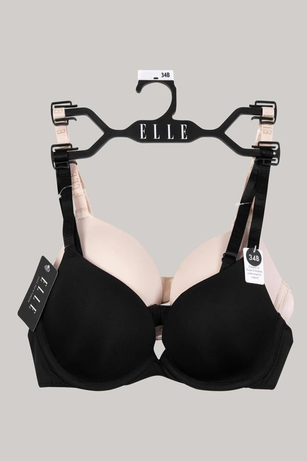 ELLE Multi Pack (2) Padded Smooth Bras Branded Strap