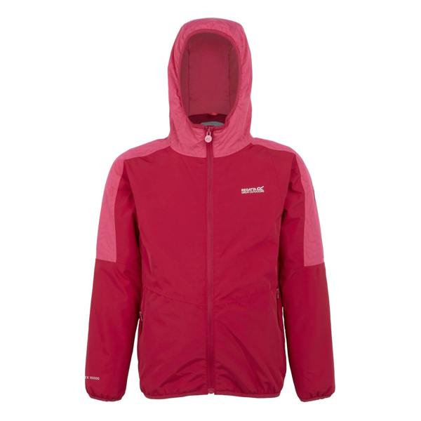 Regatta Childrens/Kids Volcanics VIII Terrain Print Reflective Jacket - Deep Pink/Hot Pink