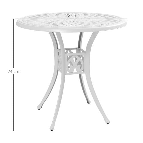 Wyld Haus Kenofa Cast Aluminium White Round Garden Dining Table With Parasol Hole