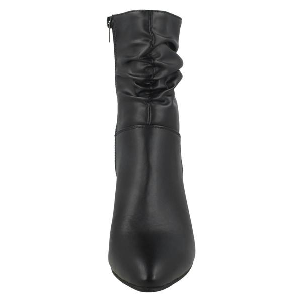 Spot On Ladies Spot On Mid Heel Rouched Ankle Boots F50897
