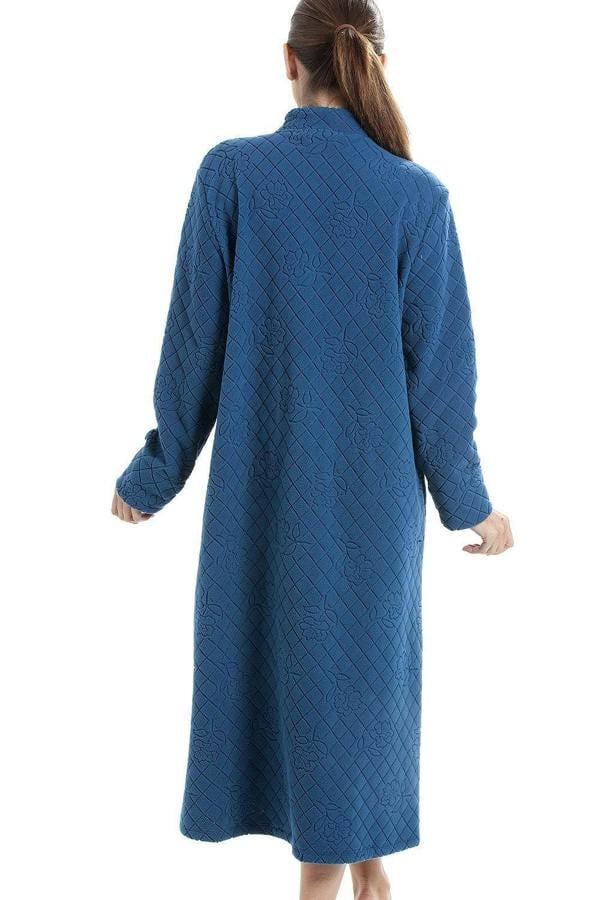 Womens Soft Fleece Floral Full Length Button Up Housecoats