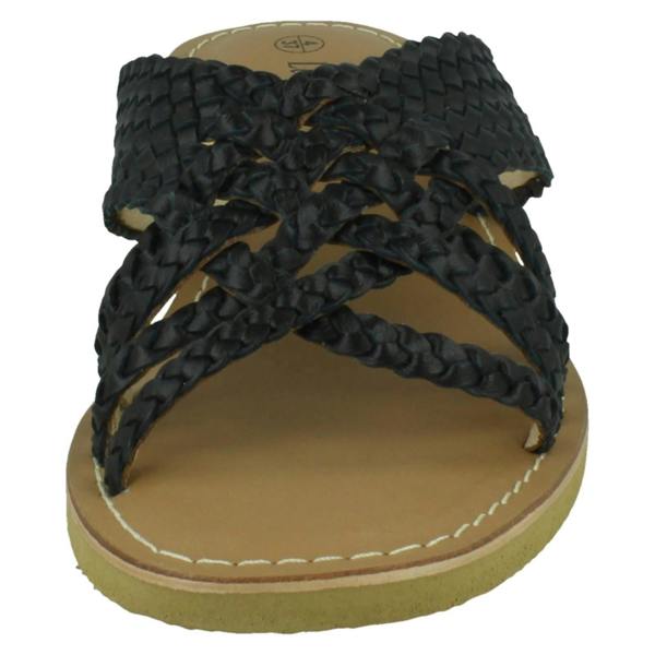 Leather Collection Ladies Leather Collection Low Wedge Platform Sandals F00422