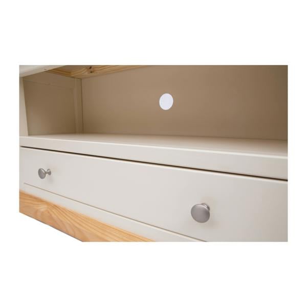 Cabinet Bits Trevi Off White 1 Drawer TV Cabinet Chrome Knob