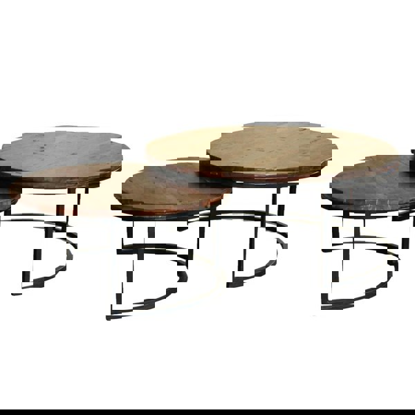 IH Design Codd Mango Wood Large Round Nested Coffee Tables (Set of 2)