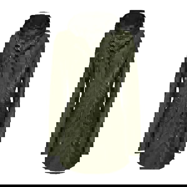 Leather Company Women's Leather Peacoat Hooded Parka Jacket Navy Blue Brown