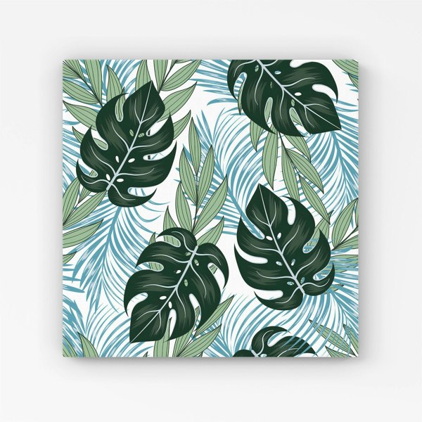 Warren Reed Tropical Pattern With Bright Plants And Flowers Canvas