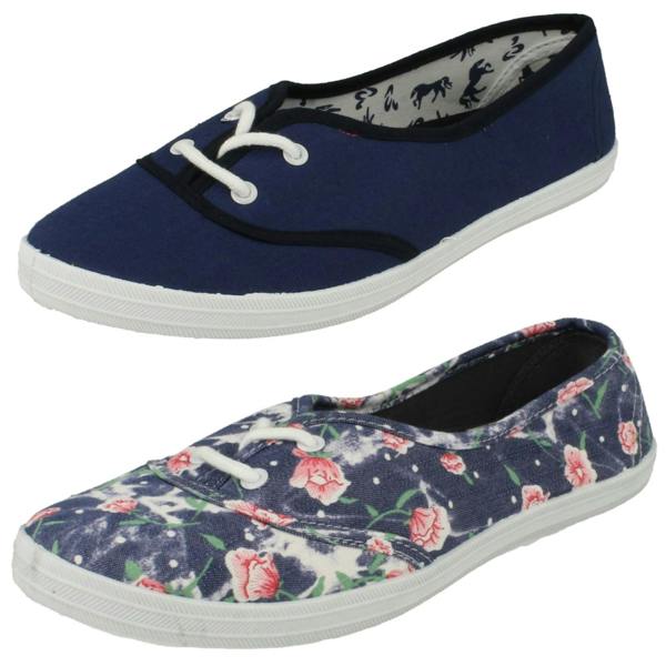 Spot On Ladies Spot On Casual Lace Up Plimsolls F8792