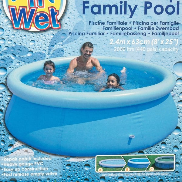 Samuel Alexander 8ft 2.4m Deep Quick Up Garden Family Paddling Pool