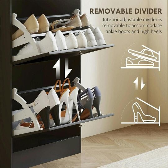 Havendro Black Shoe Cabinet Rack Wooden Shoes Storagoes e Stand Cupboard