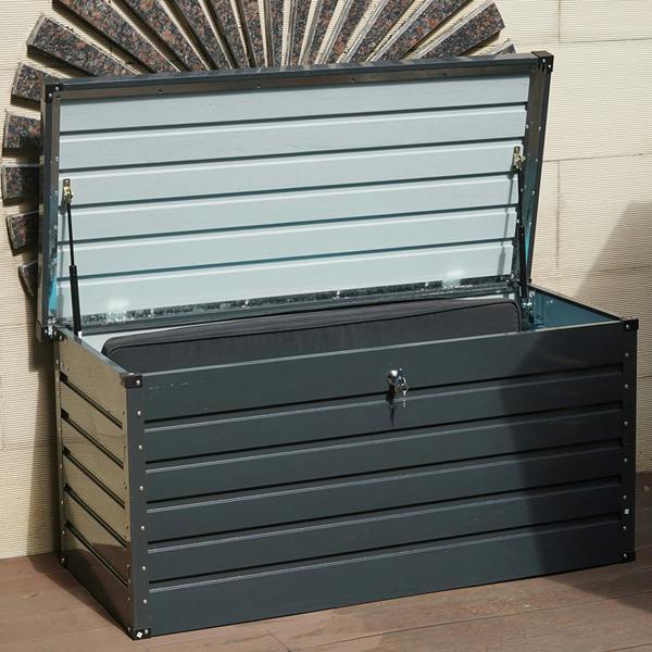 Gr8 Garden 420L Dark Grey Metal Outdoor Storage Box Cushion Chest