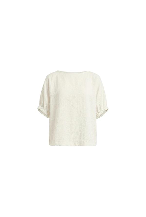 James Lakeland Relaxed Gathered Sleeve Top – Cream