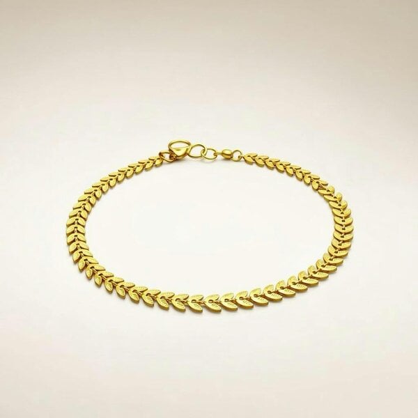 The Colourful Aura Golden Brass Solid Leaf Minimalist Boho Thin Slim Foot Payal Anklet