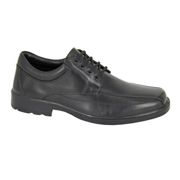 Roamers Mens Leather Lace Up Shoes - Black