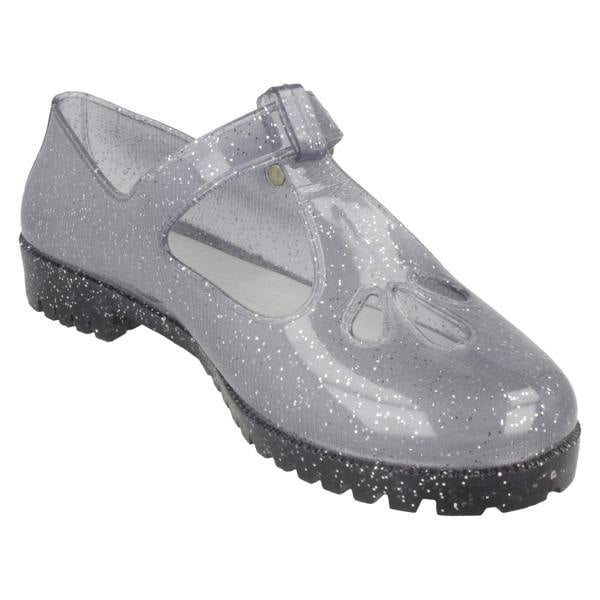 Spot On Ladies Spot on T-Bar Jelly Shoe with Cut Out Flower Detail
