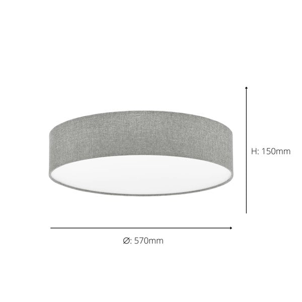 EGLO Pasteri Grey Fabric Ceiling Light