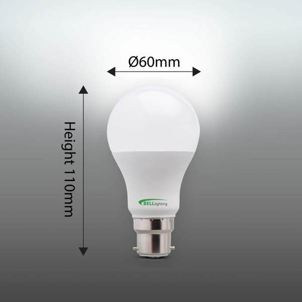 BELL Lighting Dimmable B22 Bayonet Energy Saving LED Light Bulbs GLS 8.1W