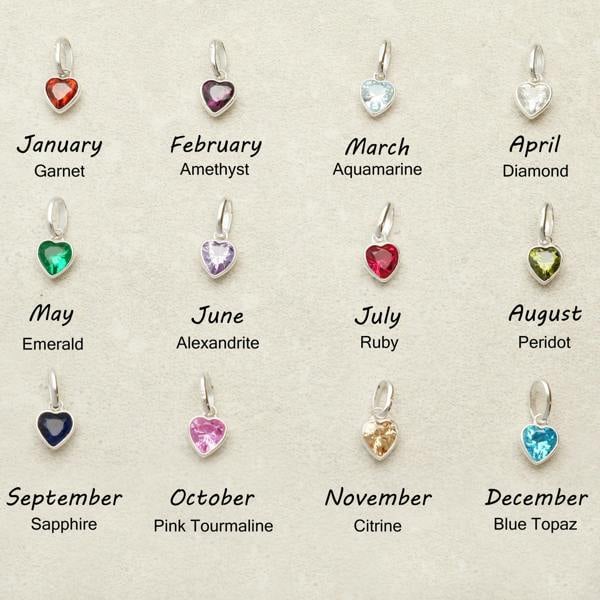 Love Silver Sterling Silver Personalised Heart Necklace With Heart Birthstone Charm