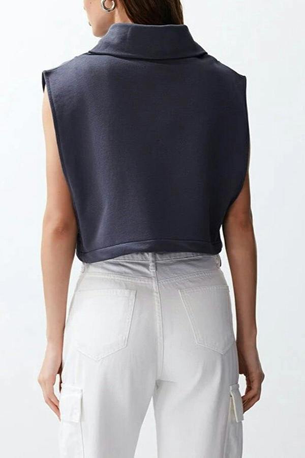 WOVCOR Stand Collar Moon Sleeve Thick Zippered Vest