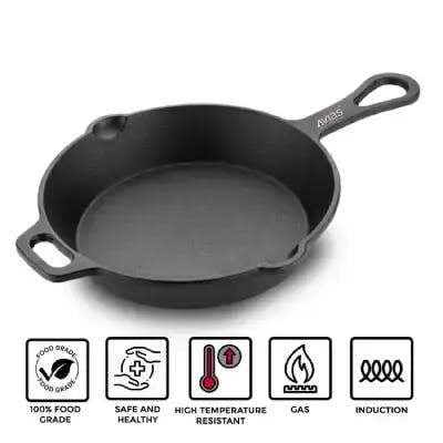 AVIAS CAST IRON DEEP SKILLET - 10 INCHES