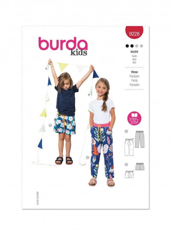 Burda Sewing Pattern 9228 Trousers and Shorts For Kids, 4-11 (104-146) - Easy