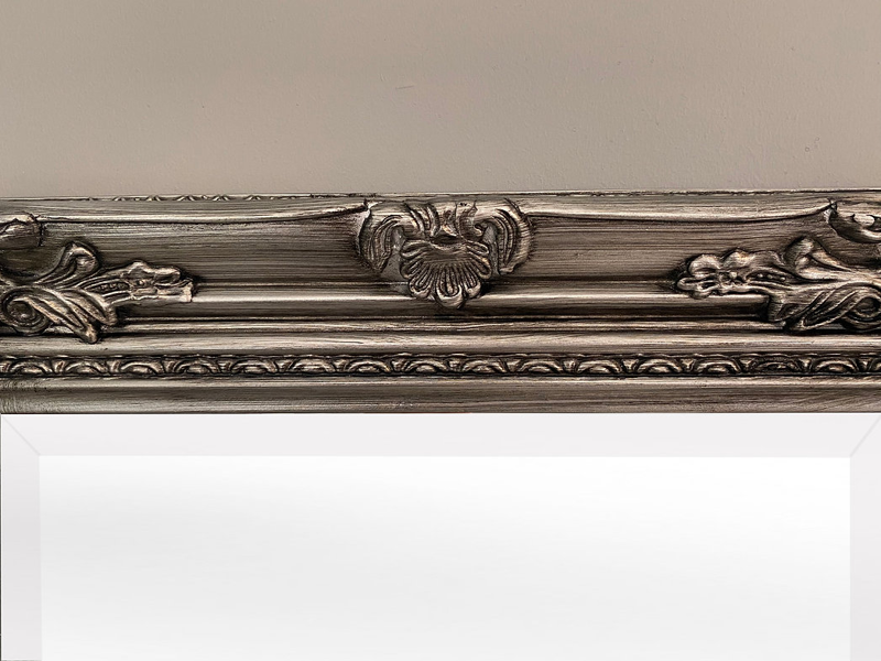 Downton Interiors Antique Silver Tall Ornate Dressing Wall Mirror with Bevelled Glass 142cm