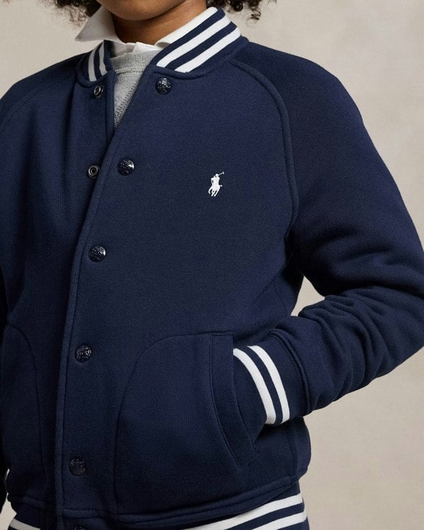 Ralph Lauren Kids Ralph Lauren Boys Jersey Bomber Jacket in Navy