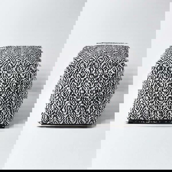 HOMESCAPES Trance Black and White Diamond Pattern Recycled Fibre Square Bean Filled Pouffe