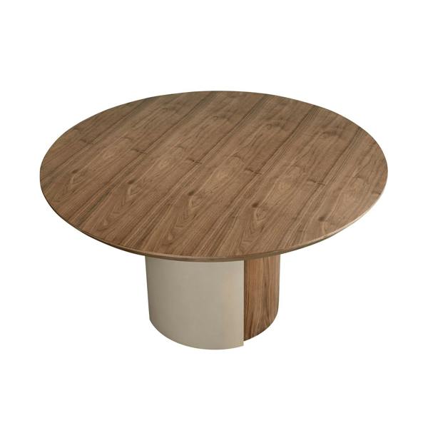 Angel Cerdá Round dining table walnut and metallic sand steel 1163