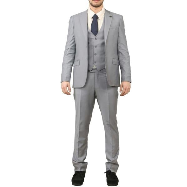 Infinity Leather Men's Grey 3 Piece Formal Classic Prom Suit Workwear
