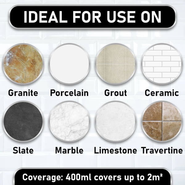 ProKleen Pro-Kleen Tile & Grout Sealer 400ml x2- Waterproof Protection Against Mould, Mildew & Limescale - Seals & Protects