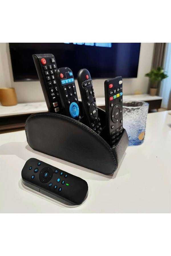 Dyzi Faux Leather Remote Control Holder 5 Compartment Black