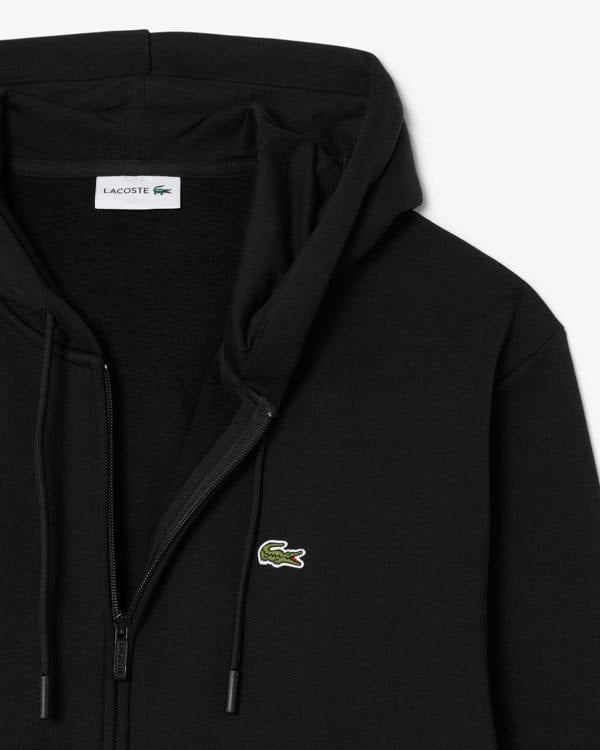 Lacoste Fleece Full - Zip Mens Classic Fit Hoodie - Black 031 | CHO | Designer Mens Hoodies