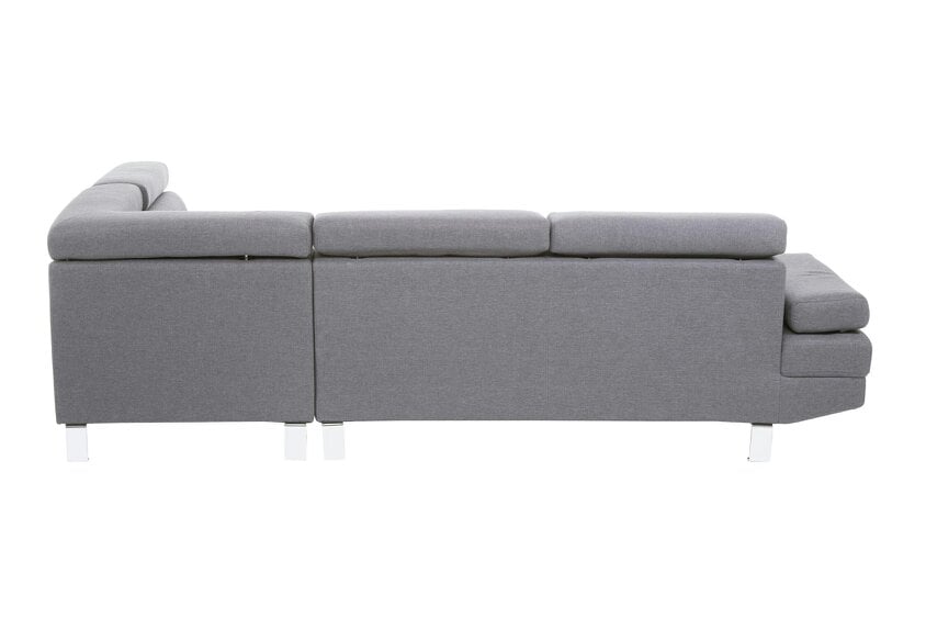 Interiors by Premier Hanover Grey Linen Corner Sofa with Adjustable Headrests