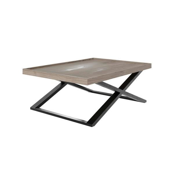 Wyld Haus Bergamo Aged Grey Oak Cross Leg Coffee Table