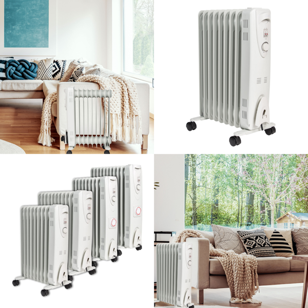 Mylek Oil Filled Electric Portable Space Heater Radiator with Thermostat 2000w